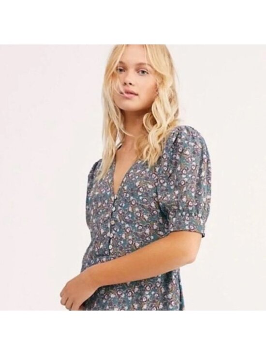 Free People Dresses & Skirts - Free People Provence Floral Puff Sleeve Dress S